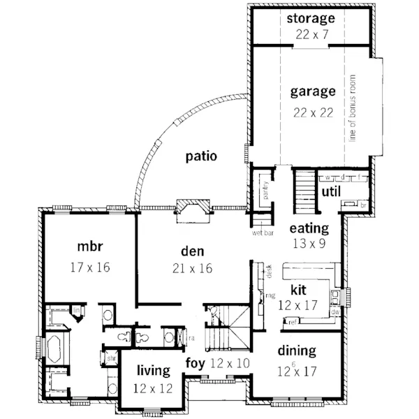 Georgian House Plan First Floor - Glenfield Terrace European Home 092D-0222 - Search House Plans and More