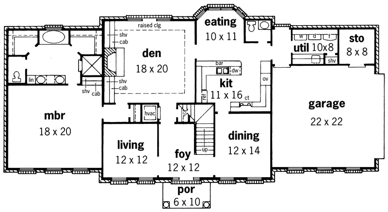 Traditional House Plan First Floor - Celina Georgian Traditional Home 092D-0224 - Search House Plans and More