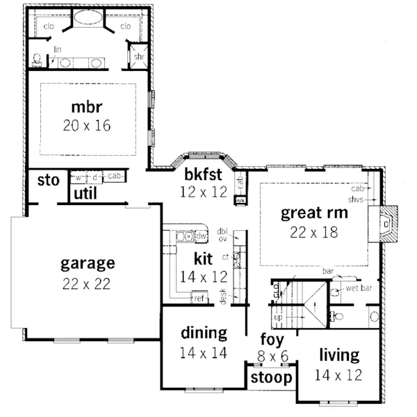 European House Plan First Floor - Plandome Heights European Home 092D-0225 - Shop House Plans and More