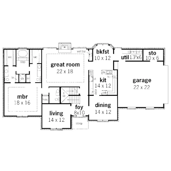 Georgian House Plan First Floor - Yellowgrass Georgian Style Home 092D-0230 - Shop House Plans and More