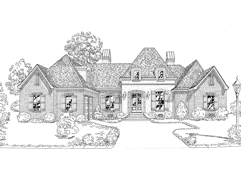 Ranch House Plan Front of Home - Kinsey Place Country French Home 092D-0233 - Search House Plans and More