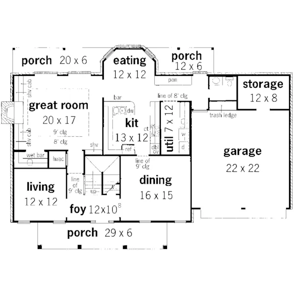 European House Plan First Floor - Melbourne Southern Home 092D-0236 - Shop House Plans and More