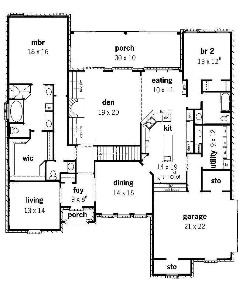 Georgian House Plan First Floor - Bendigo Two-Story Home 092D-0237 - Search House Plans and More