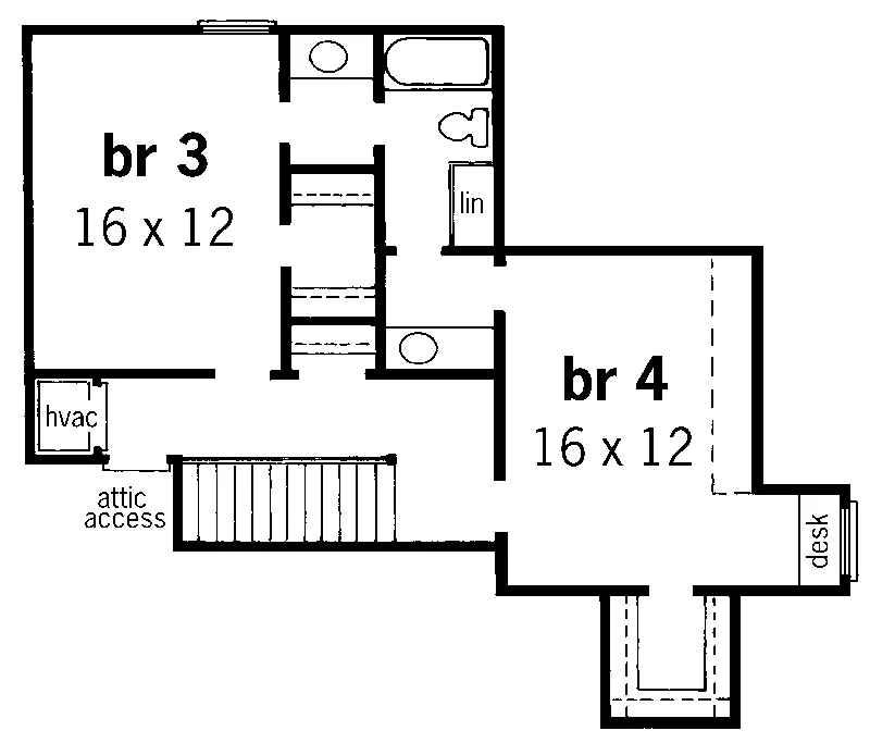 Georgian House Plan Second Floor - Bendigo Two-Story Home 092D-0237 - Search House Plans and More
