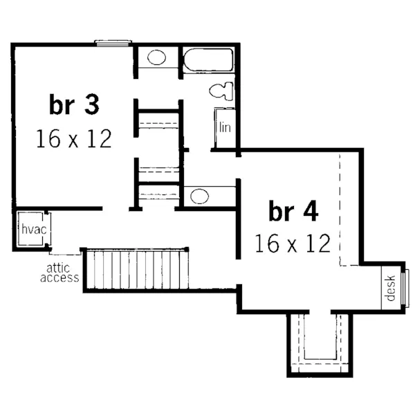 Georgian House Plan Second Floor - Bendigo Two-Story Home 092D-0237 - Search House Plans and More