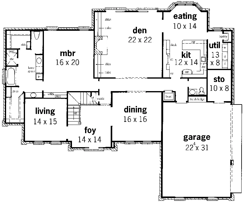 Georgian House Plan First Floor - Camillo Georgian Home 092D-0242 - Search House Plans and More