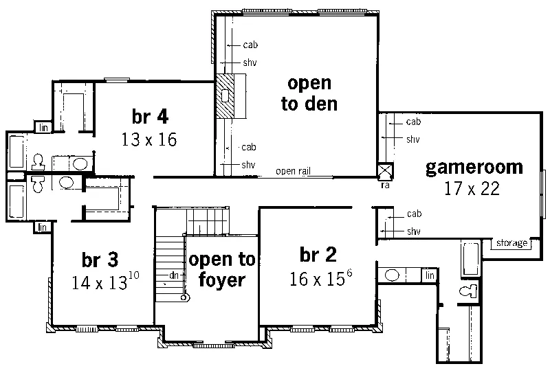 Georgian House Plan Second Floor - Camillo Georgian Home 092D-0242 - Search House Plans and More