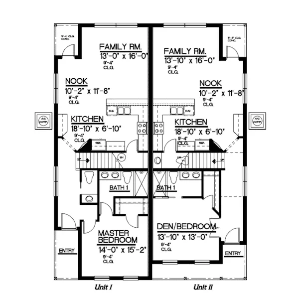 Plantation House Plan First Floor - Witherspoon Southern Duplex 093D-0001 - Shop House Plans and More