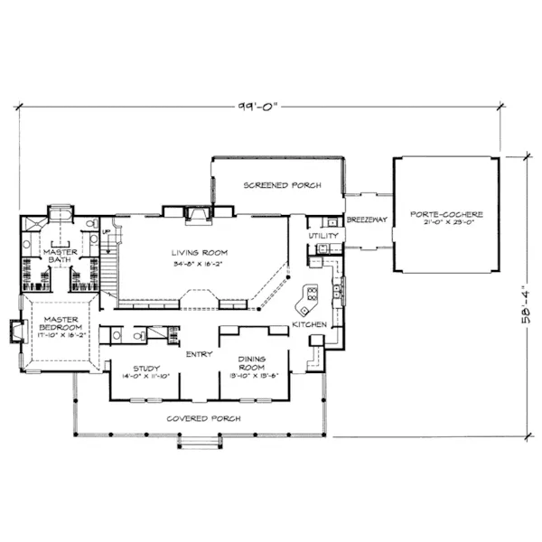 Colonial House Plan First Floor - Oak Knoll Park Country Home 095D-0002 - Shop House Plans and More