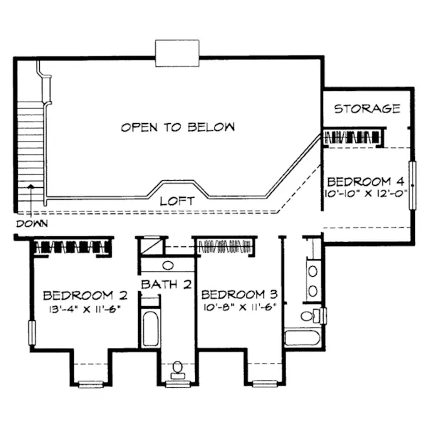 Colonial House Plan Second Floor - Oak Knoll Park Country Home 095D-0002 - Shop House Plans and More