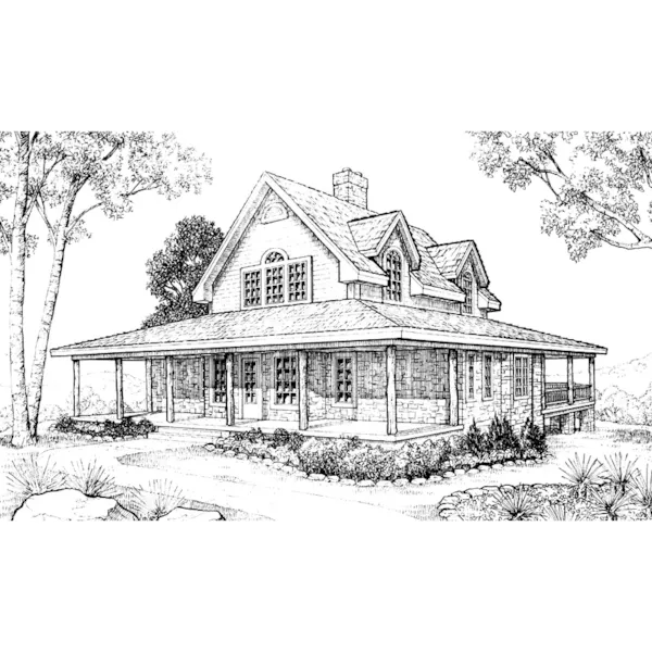 Old-Fashioned Farmhouse Style Two-Story With Wrap-Around Covered Porch