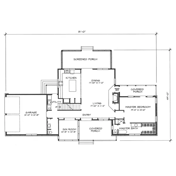 Country House Plan First Floor - Dover Point Open Rustic Home 095D-0008 - Search House Plans and More