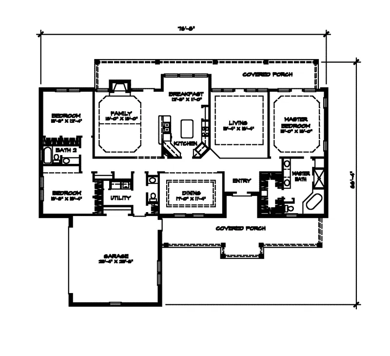 Ranch House Plan First Floor - Adams Pond Rustic Home 095D-0011 - Search House Plans and More