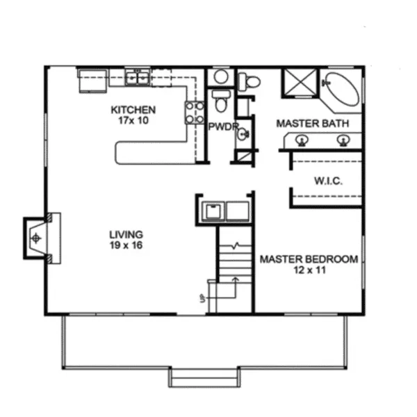 Rustic House Plan First Floor - Stayton Rustic Cabin Home 095D-0014 - Shop House Plans and More