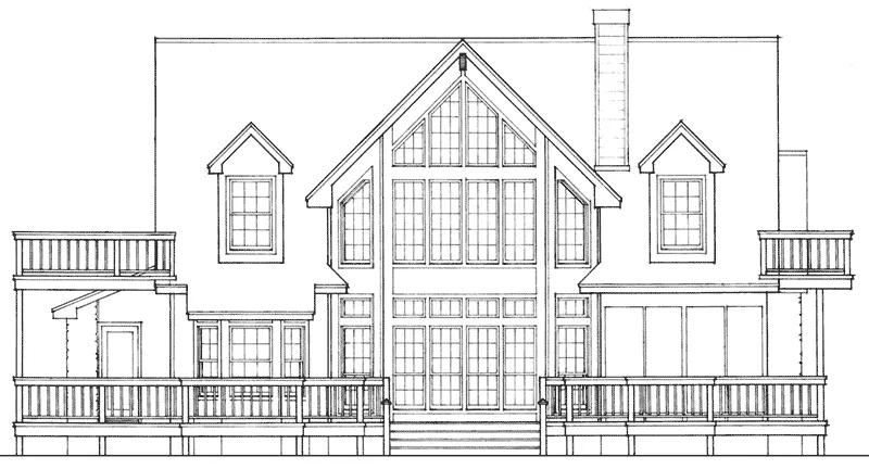 Traditional House Plan Rear Elevation - Henry Vacation Waterfront Home 095D-0017 - Search House Plans and More