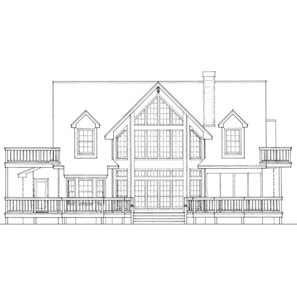 Country House Plan Rear Elevation - Henry Vacation Waterfront Home 095D-0017 - Search House Plans and More