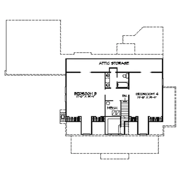 Acadian House Plan Second Floor - Masonhall Country Home 095D-0020 - Shop House Plans and More