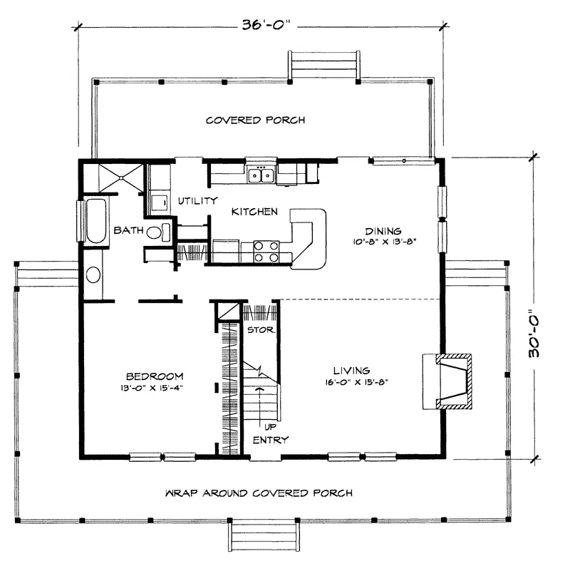 Bungalow House Plan First Floor - Laneview Rustic Country Home 095D-0035 - Shop House Plans and More
