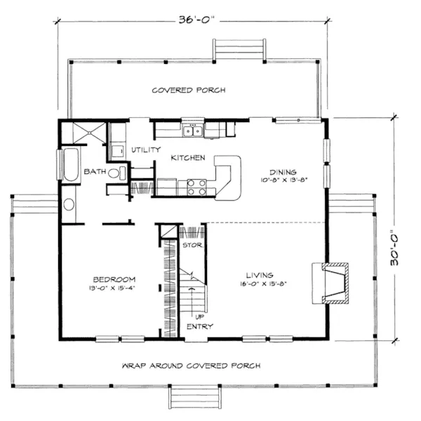 Cabin & Cottage House Plan First Floor - Laneview Rustic Country Home 095D-0035 - Shop House Plans and More