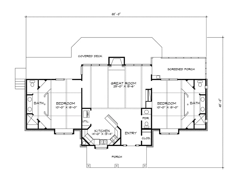 Rustic House Plan First Floor - Wildersville Country Ranch Home 095D-0042 - Shop House Plans and More