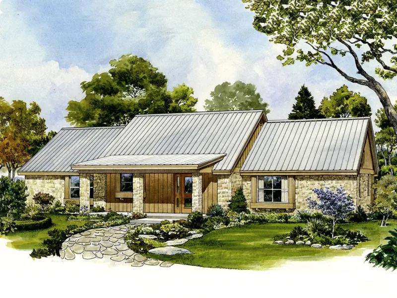Contemporary House Plan Front of Home - Wildersville Country Ranch Home 095D-0042 - Shop House Plans and More