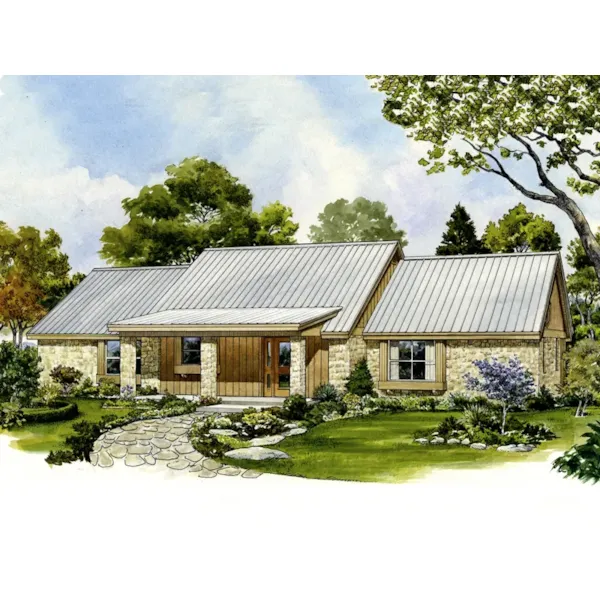 Contemporary House Plan Front of Home - Wildersville Country Ranch Home 095D-0042 - Shop House Plans and More