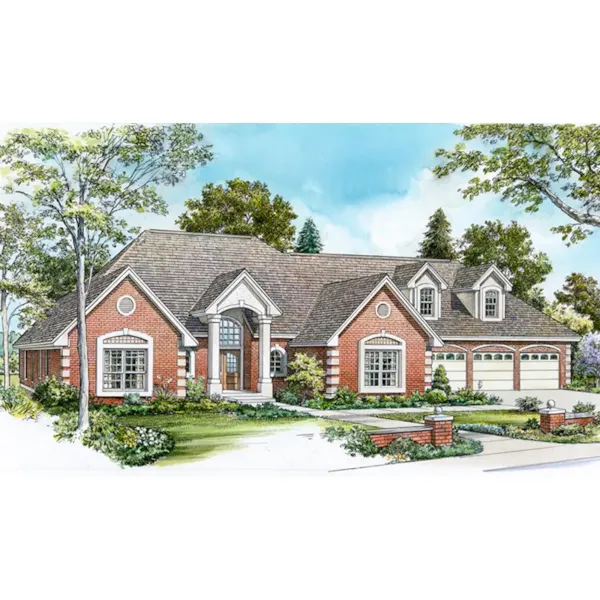 Early American House Plan Front of Home - Shipps Bend Traditional Home 095D-0043 - Shop House Plans and More