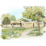 Santa Fe House Plan Front of Home - Bosswood Southwestern Style Home 095D-0044 - Search House Plans and More