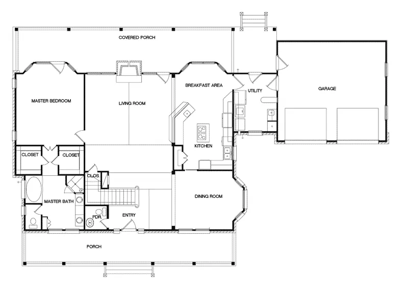 Rustic House Plan First Floor - Flatwoods Country Home 095D-0048 - Search House Plans and More