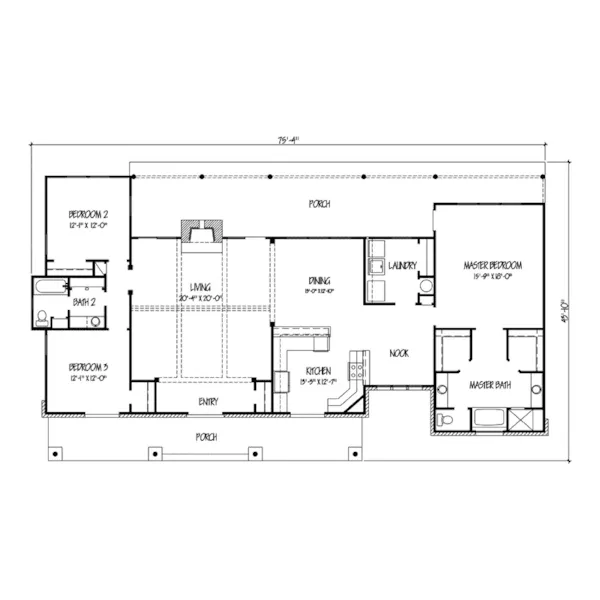 Country French House Plan First Floor - Sugar Tree Rustic Ranch Home 095D-0049 - Shop House Plans and More