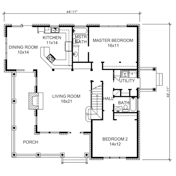 Farmhouse Plan First Floor - Parsons Bend Rustic Cottage Home 095D-0050 - Shop House Plans and More