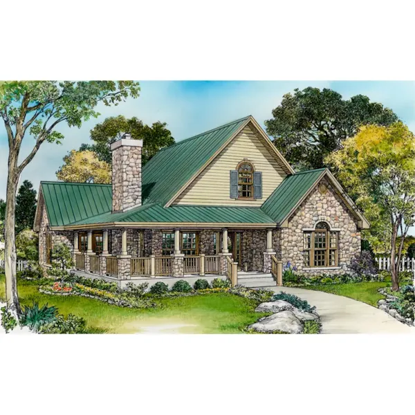 Farmhouse Plan Front of Home - Parsons Bend Rustic Cottage Home 095D-0050 - Shop House Plans and More