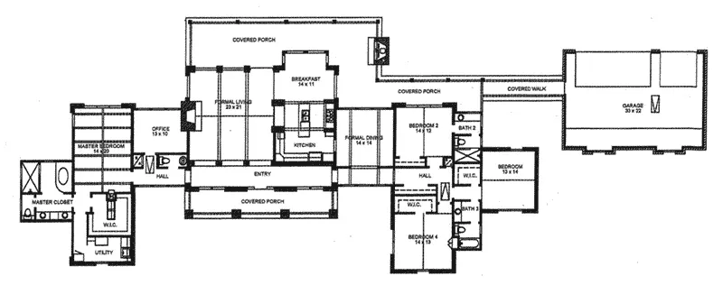 Ranch House Plan First Floor - 095D-0051 - Shop House Plans and More