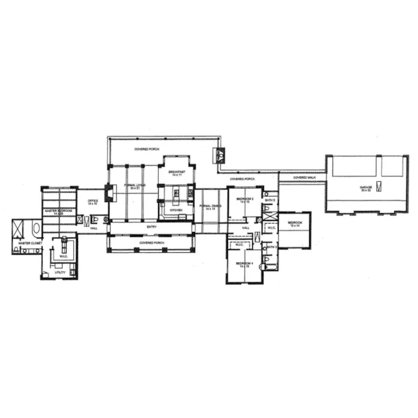 Ranch House Plan First Floor - Haven Wood Rustic Home 095D-0051 - Shop House Plans and More