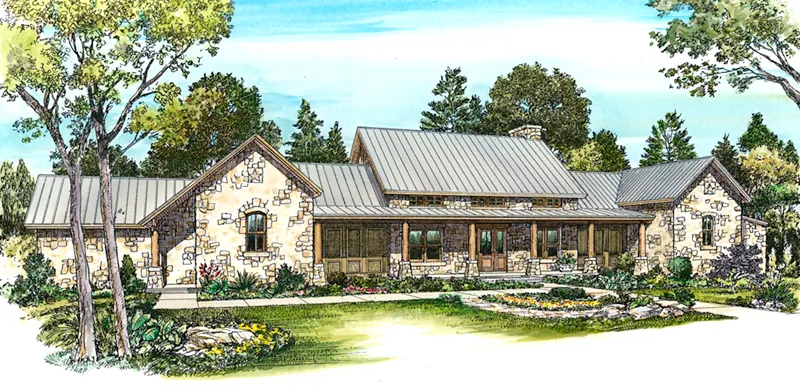 Ranch House Plan Front of Home - 095D-0051 - Shop House Plans and More