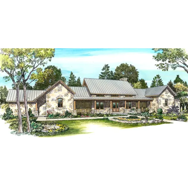 Ranch House Plan Front of Home - Haven Wood Rustic Home 095D-0051 - Shop House Plans and More