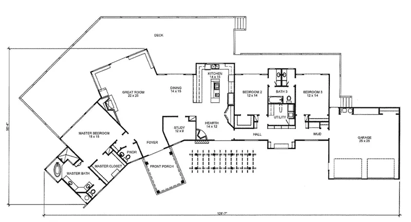 Rustic House Plan First Floor - 095D-0052 - Shop House Plans and More