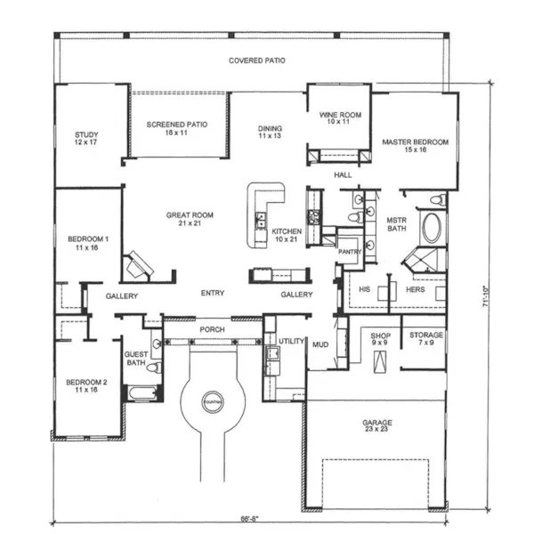 First Floor - Irvine Bay Mediterranean Home 095D-0053 - Shop House Plans and More