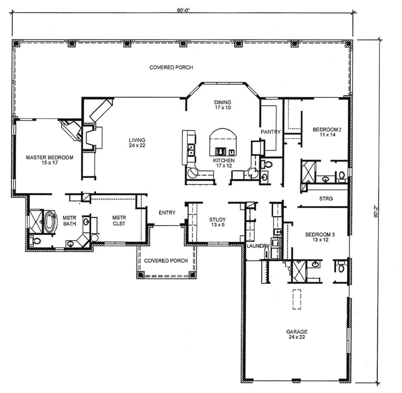 Ranch House Plan First Floor - 095D-0054 - Shop House Plans and More