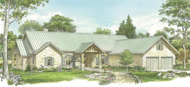 Country French House Plan Front of Home - 095D-0054 - Shop House Plans and More