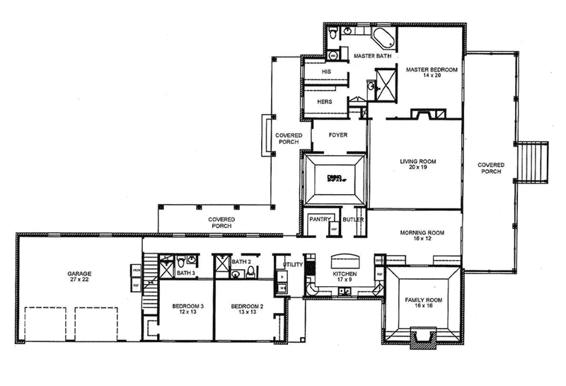 Traditional House Plan First Floor - 095D-0055 - Shop House Plans and More