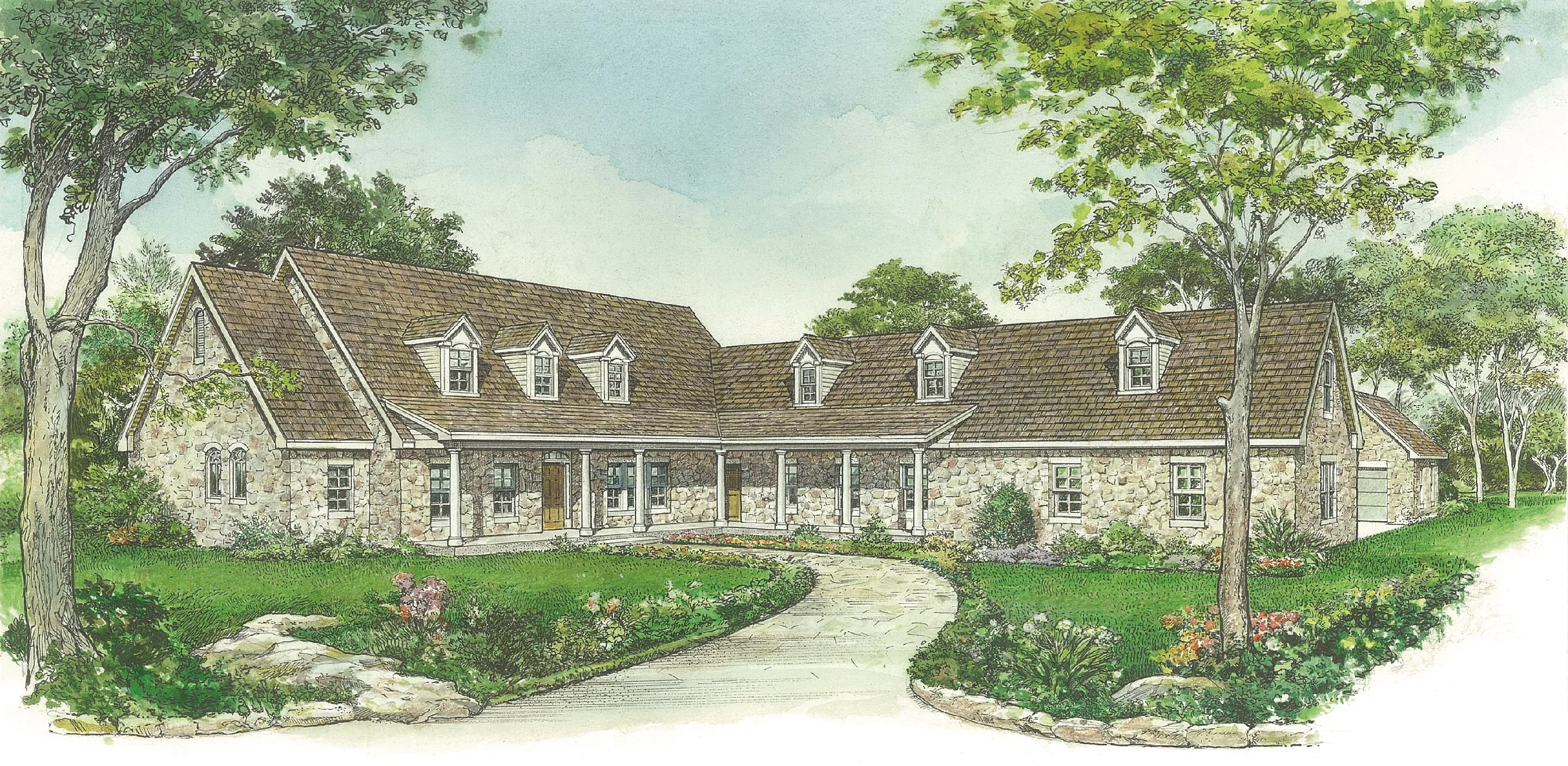 Country French House Plan Front of Home - 095D-0055 - Shop House Plans and More