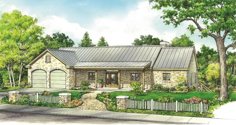 Country French House Plan Front of Home - 095D-0057 - Shop House Plans and More
