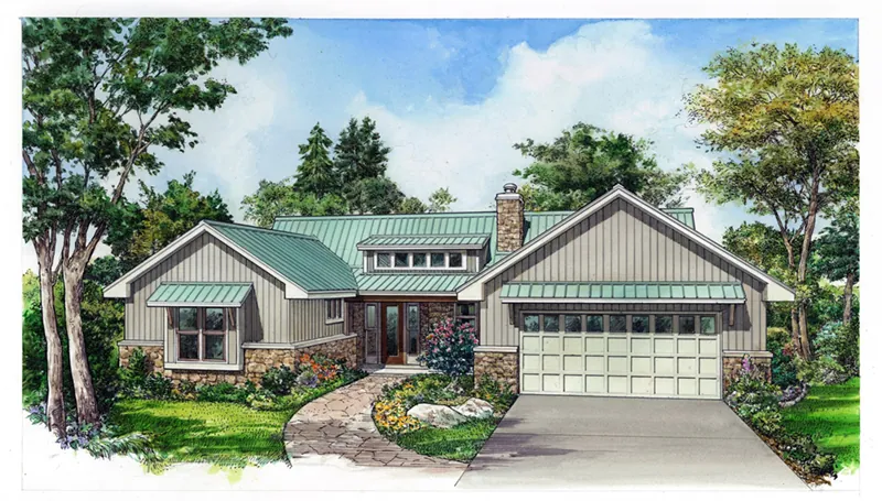 Country House Plan Front of Home - 095D-0058 - Shop House Plans and More