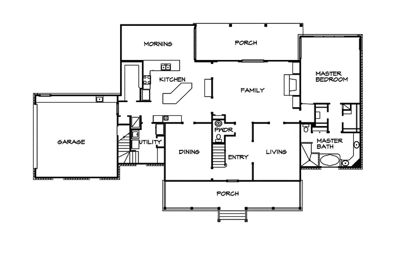 Craftsman House Plan First Floor - Beech River Country Home 095S-0001 - Search House Plans and More