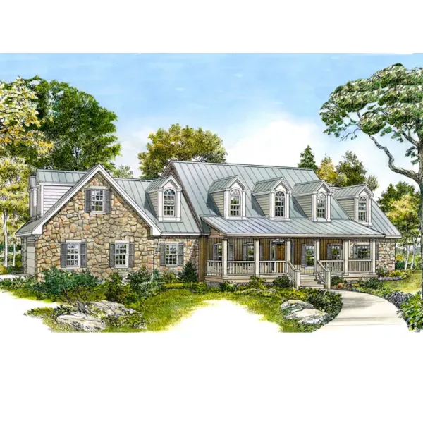 Arts & Crafts House Plan Front of Home - Beech River Country Home 095S-0001 - Search House Plans and More