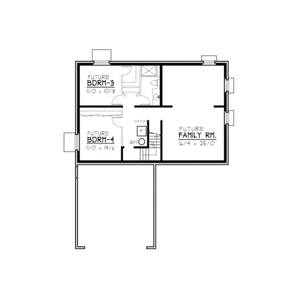 Ranch House Plan Lower Level Floor - Foxsprings Traditional Home 096D-0001 - Search House Plans and More