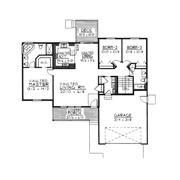 Country House Plan First Floor - Monclova  Country Ranch Home 096D-0010 - Shop House Plans and More