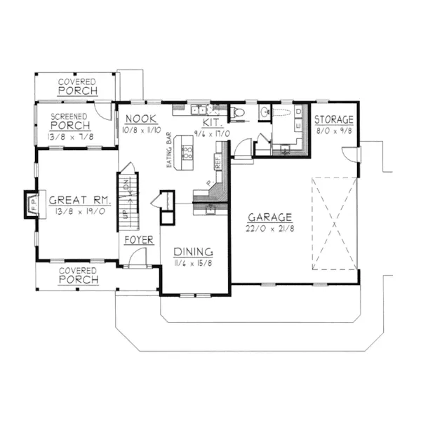 Country House Plan First Floor - Hartenstein Traditional Home 096D-0021 - Search House Plans and More