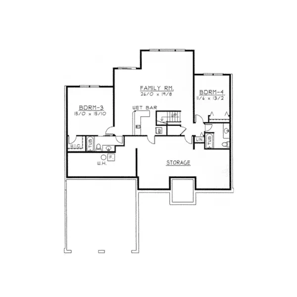 Ranch House Plan Lower Level Floor - Des Peres Ranch Home 096D-0022 - Search House Plans and More